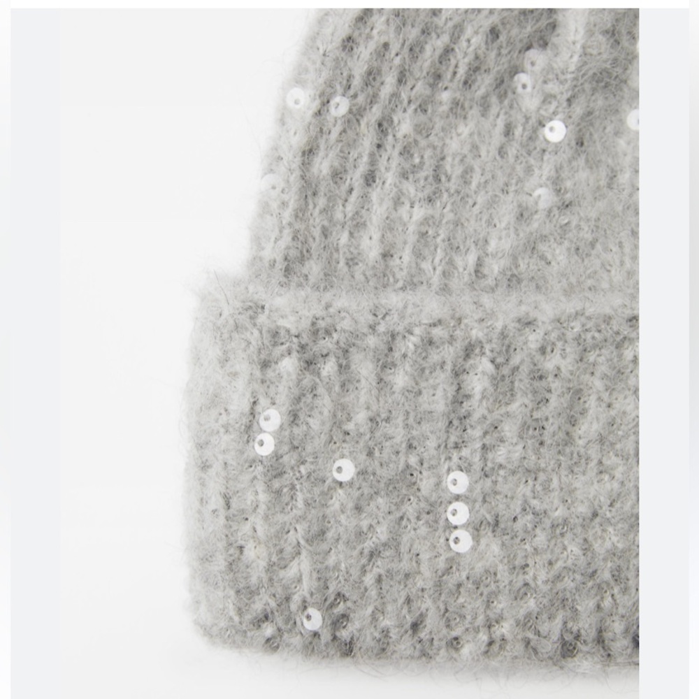 NWOT Zara Alpaca and Wool Blend Sequin Beanie Hat - Picture 5 of 6